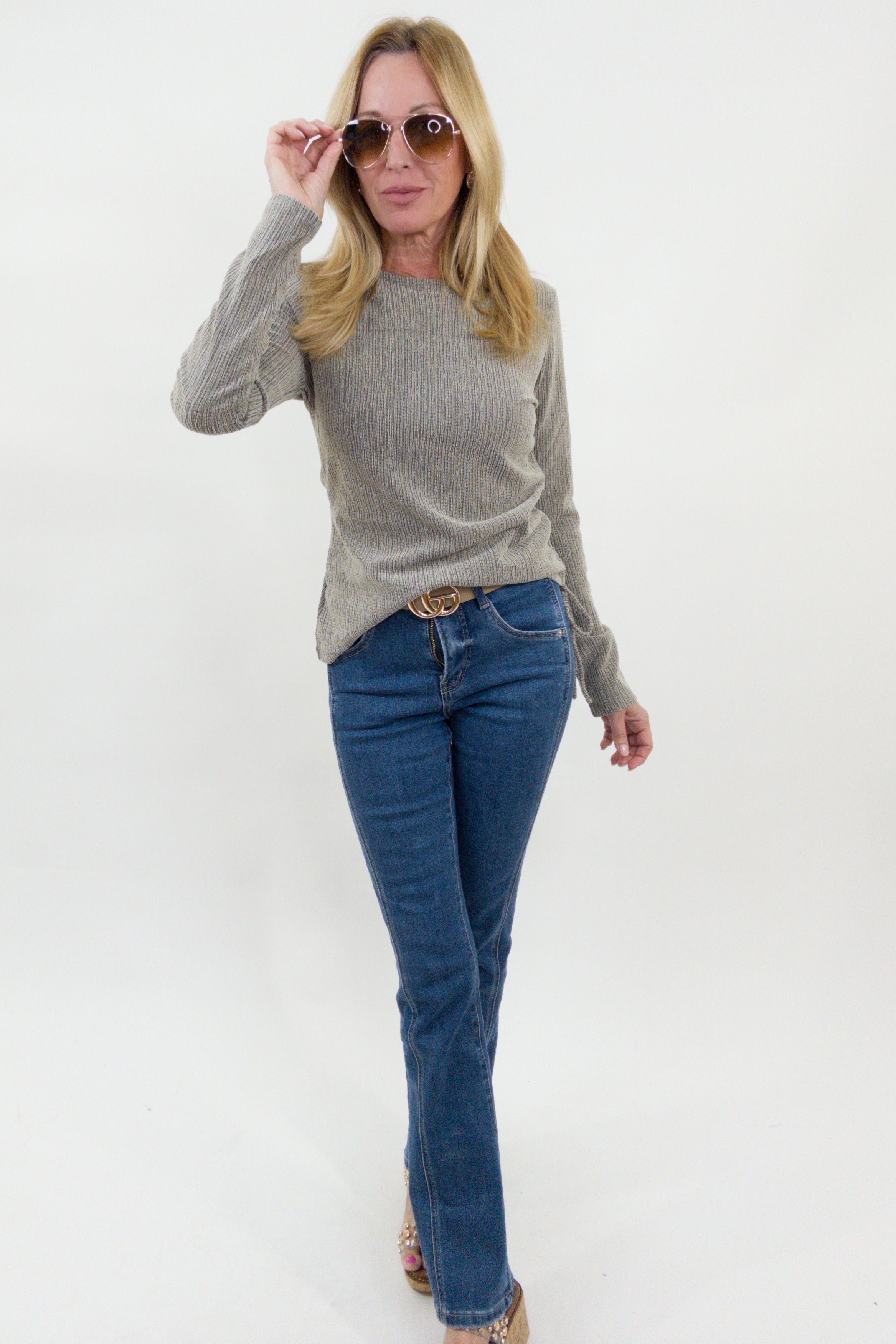 Black Label Ruched Knit Top