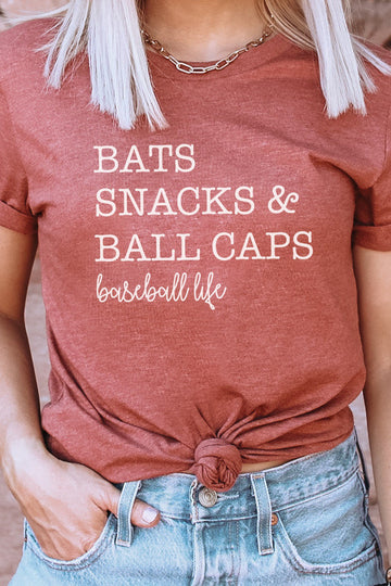 Bats Snacks Ballcaps Graphic Tee