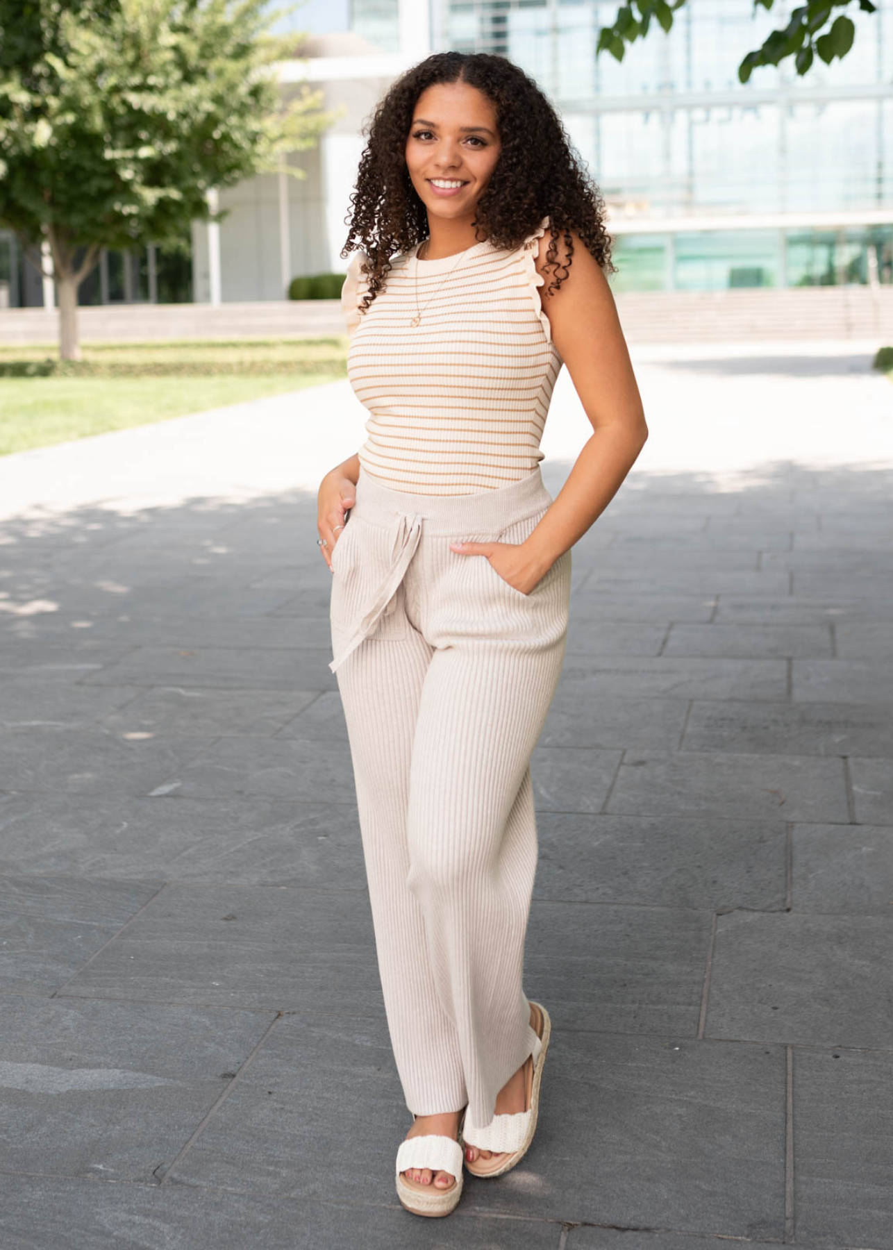 Selene Taupe Ribbed Bottoms