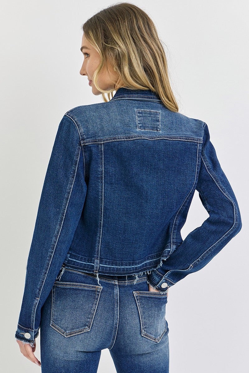 Midnight Edge Raw Hem Denim Jacket