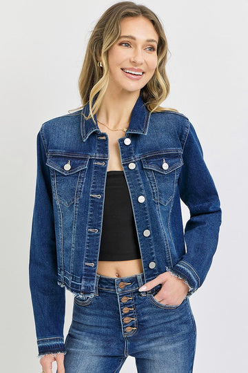Midnight Edge Raw Hem Denim Jacket