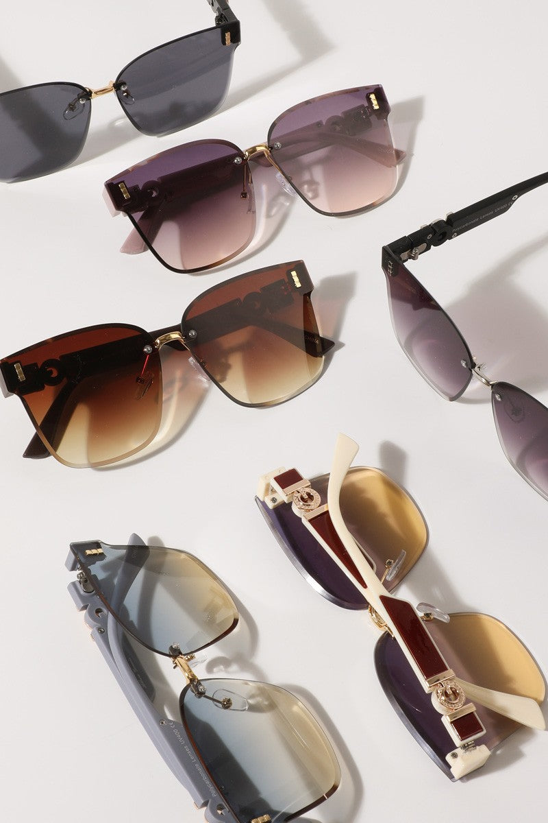 Rimless Gradient Glam Sunglasses