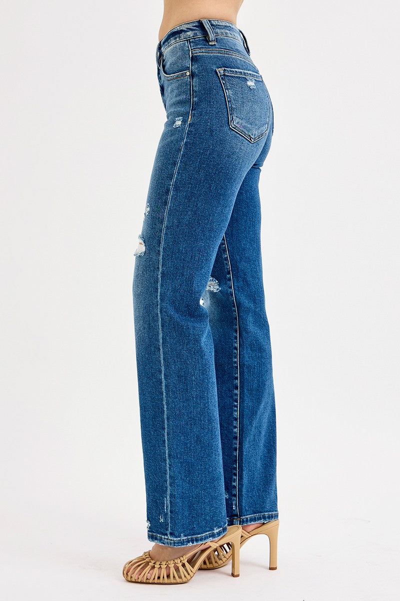Distressed Straight Leg Jeans