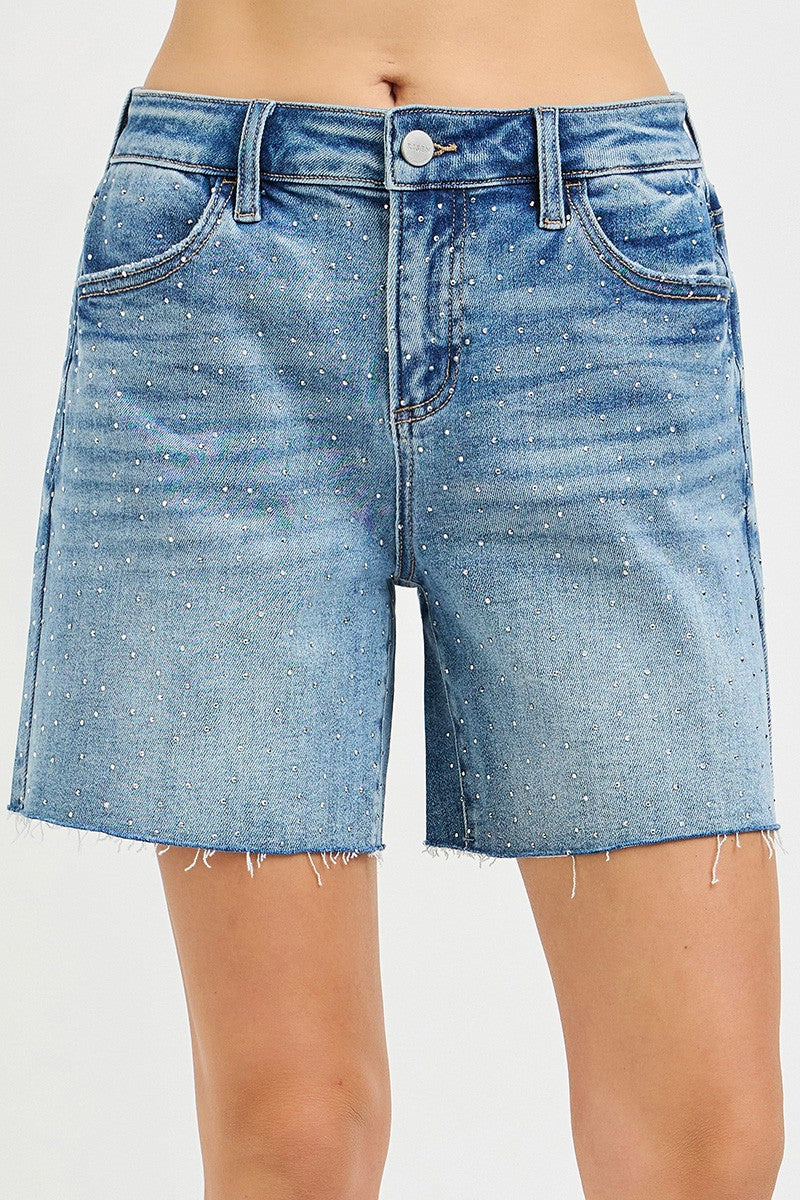 Sparkle Rhinestone Denim Shorts
