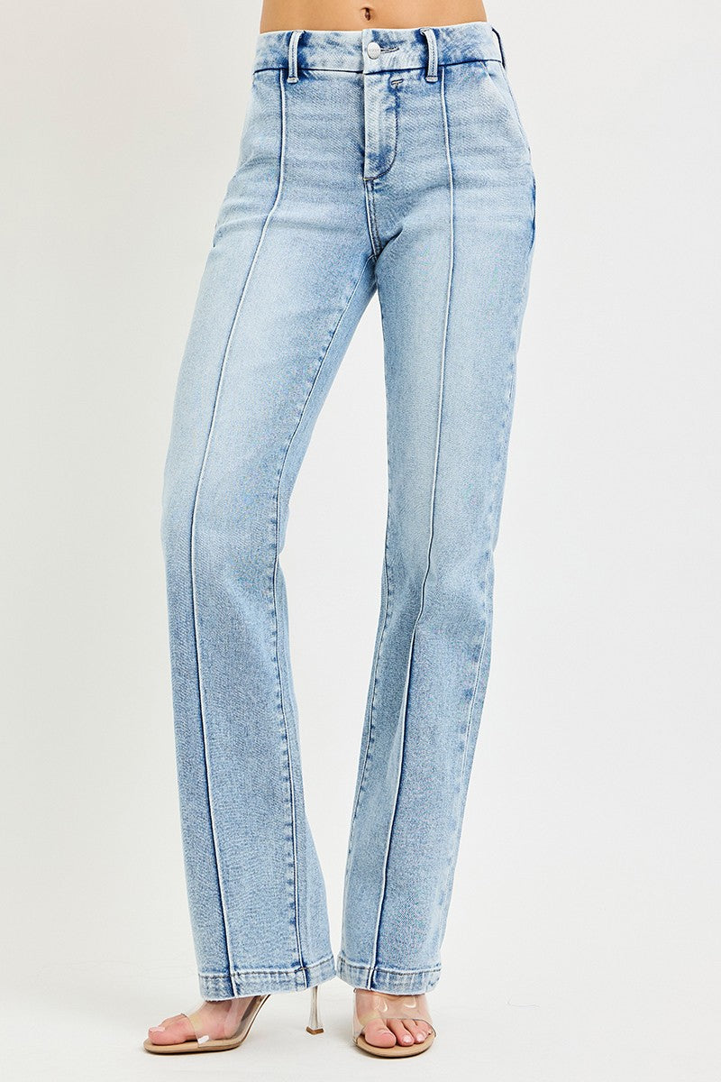 Tailored Pin Tuck Straight Jeans