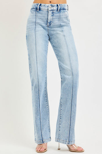 Tailored Pin Tuck Straight Jeans