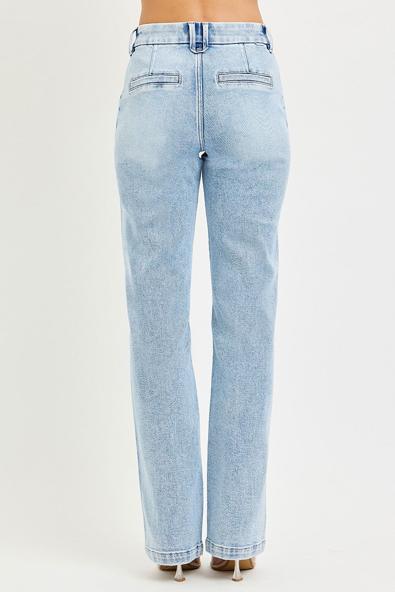 Tailored Pin Tuck Straight Jeans