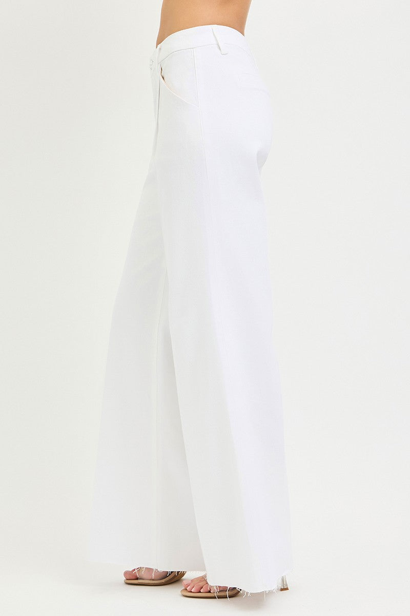 Pleated Wide Leg Denim Pants