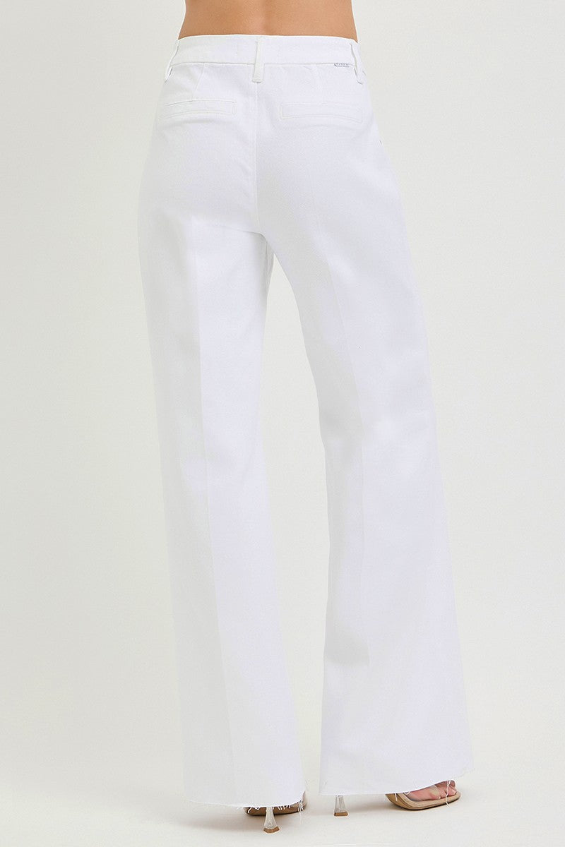 Pleated Wide Leg Denim Pants