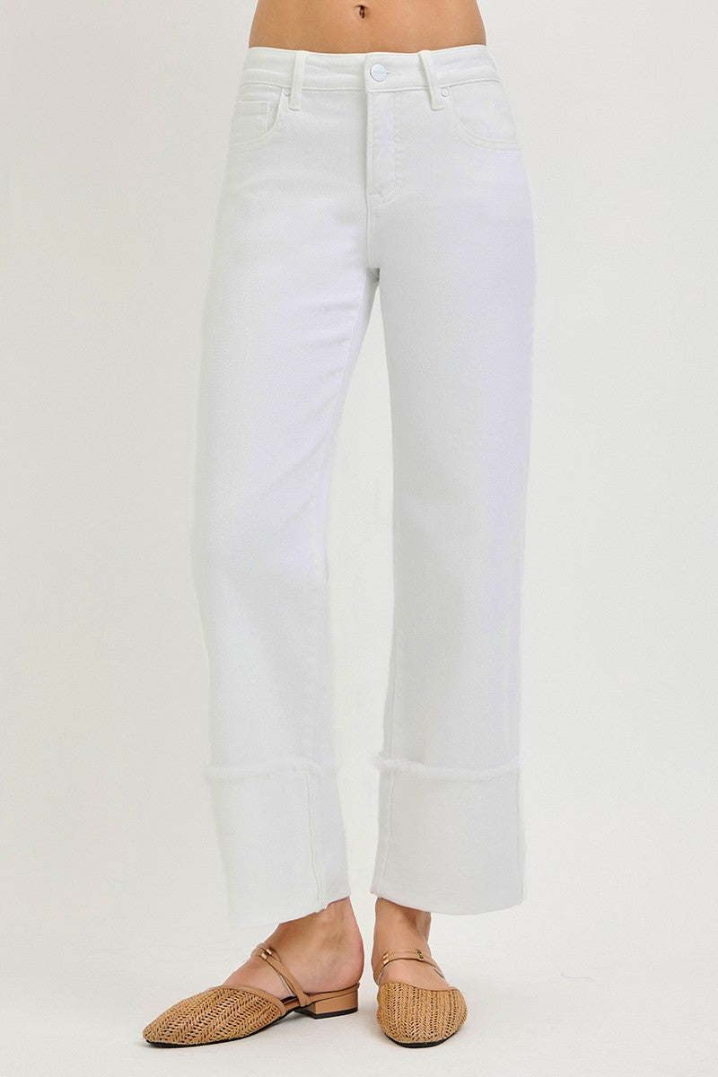 Cuffed Crop Wide Denim