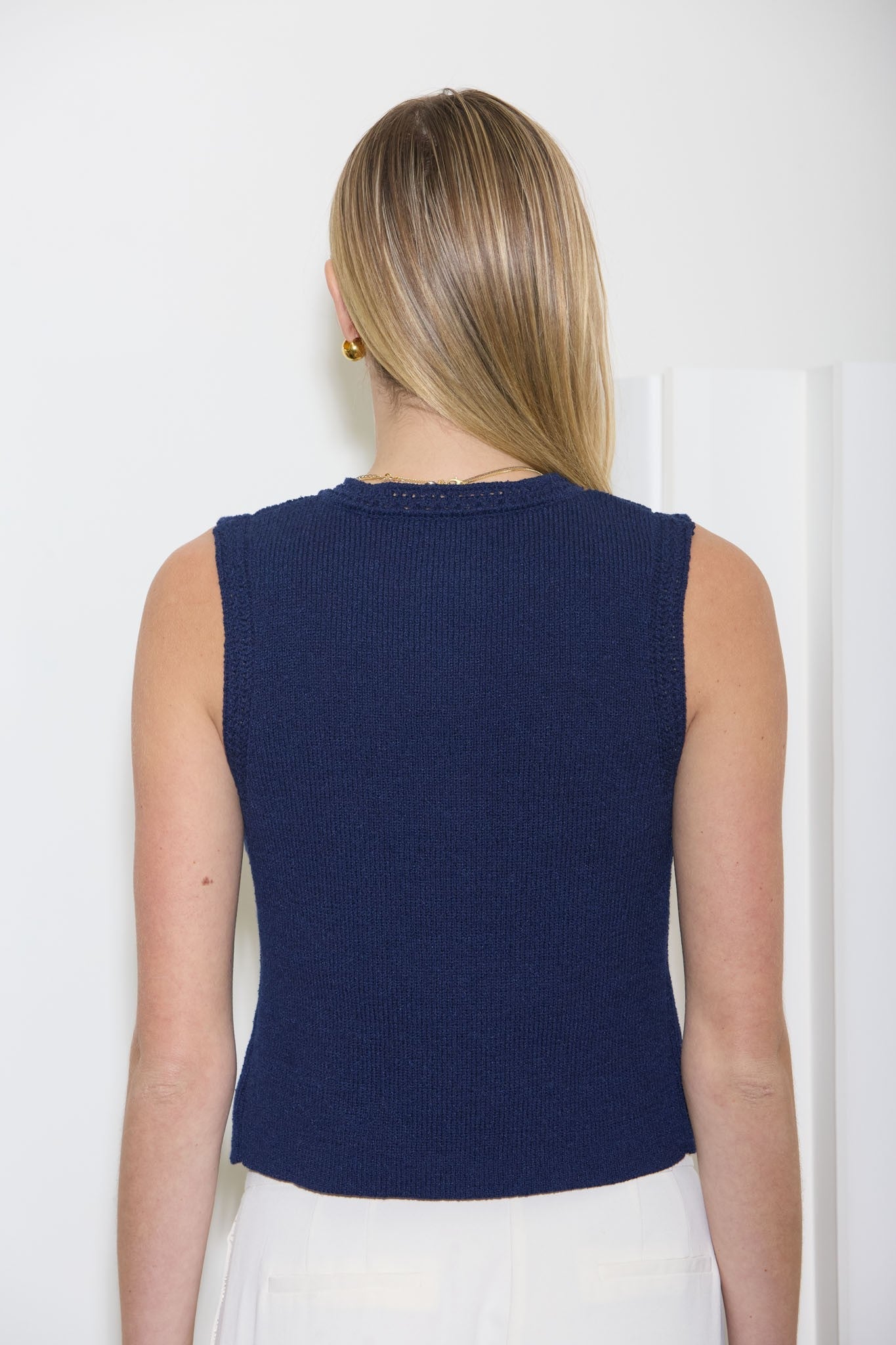 Sandwashed Button Knit Cardigan Vest