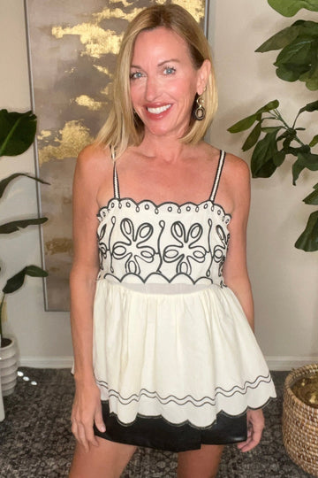 Midnight Meadow Embroidered Top