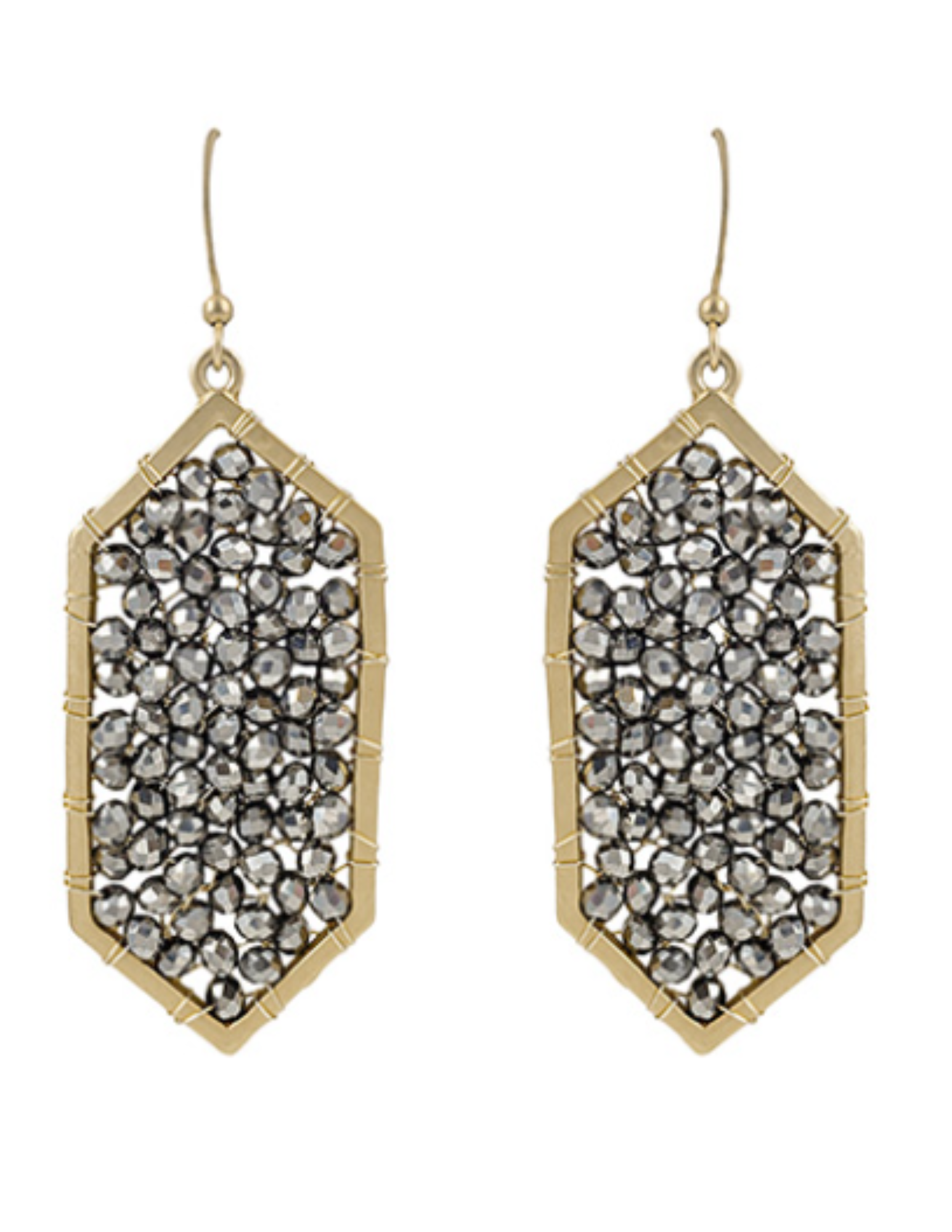 Beaded Hexagon Earrings (Multiple Colors)