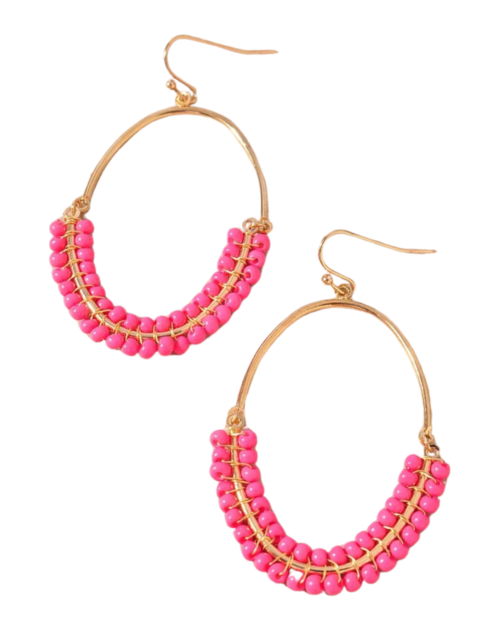 Beaded Oval Earrings