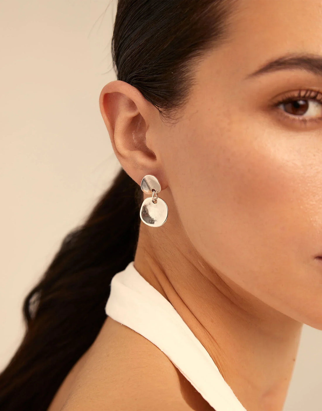 Silver Circle Drop Earrings