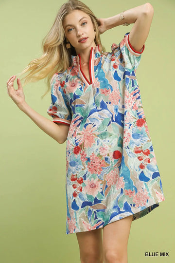 Blue Mosaic Midi Dress