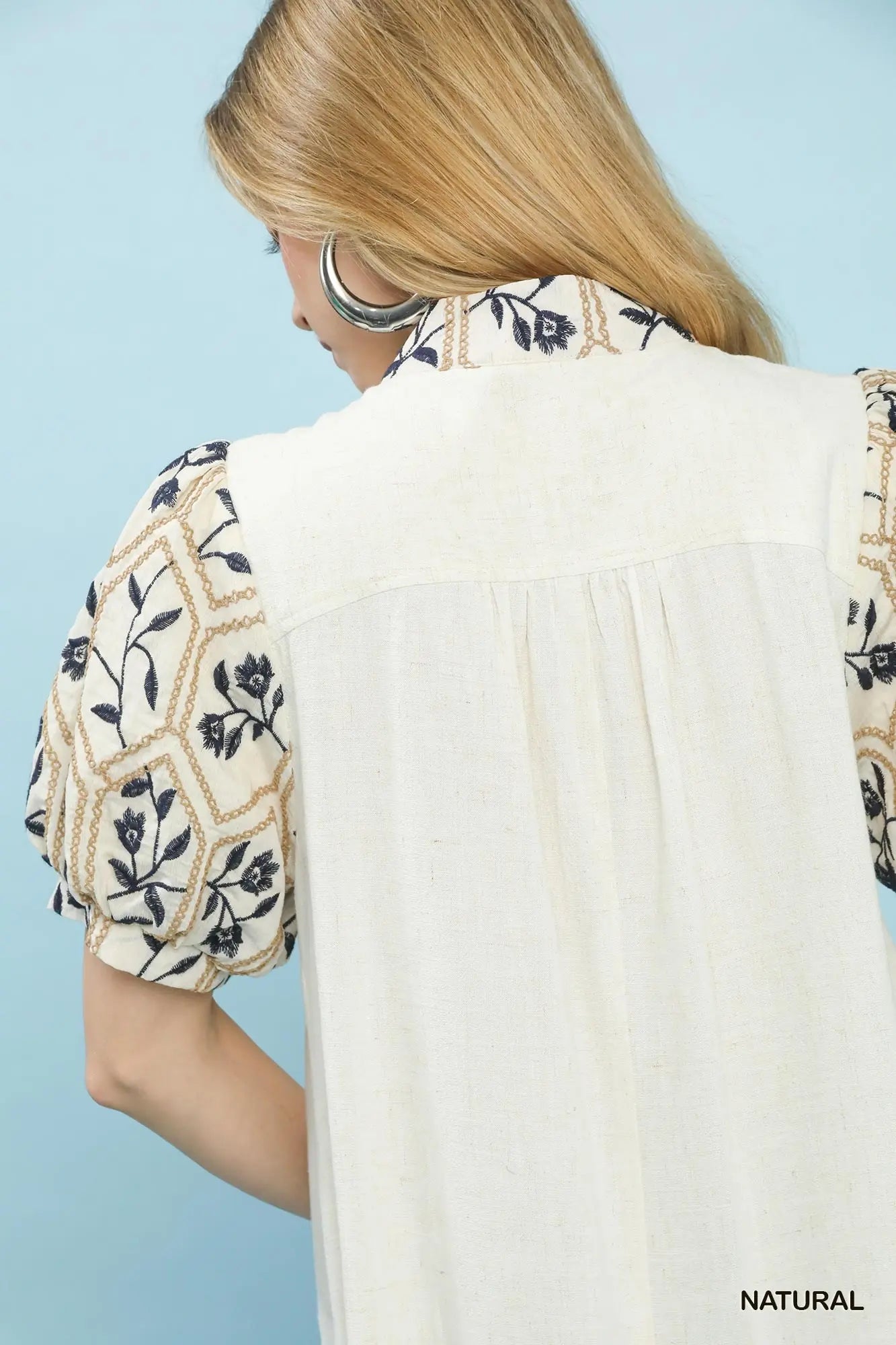 Linen Embroidered Top