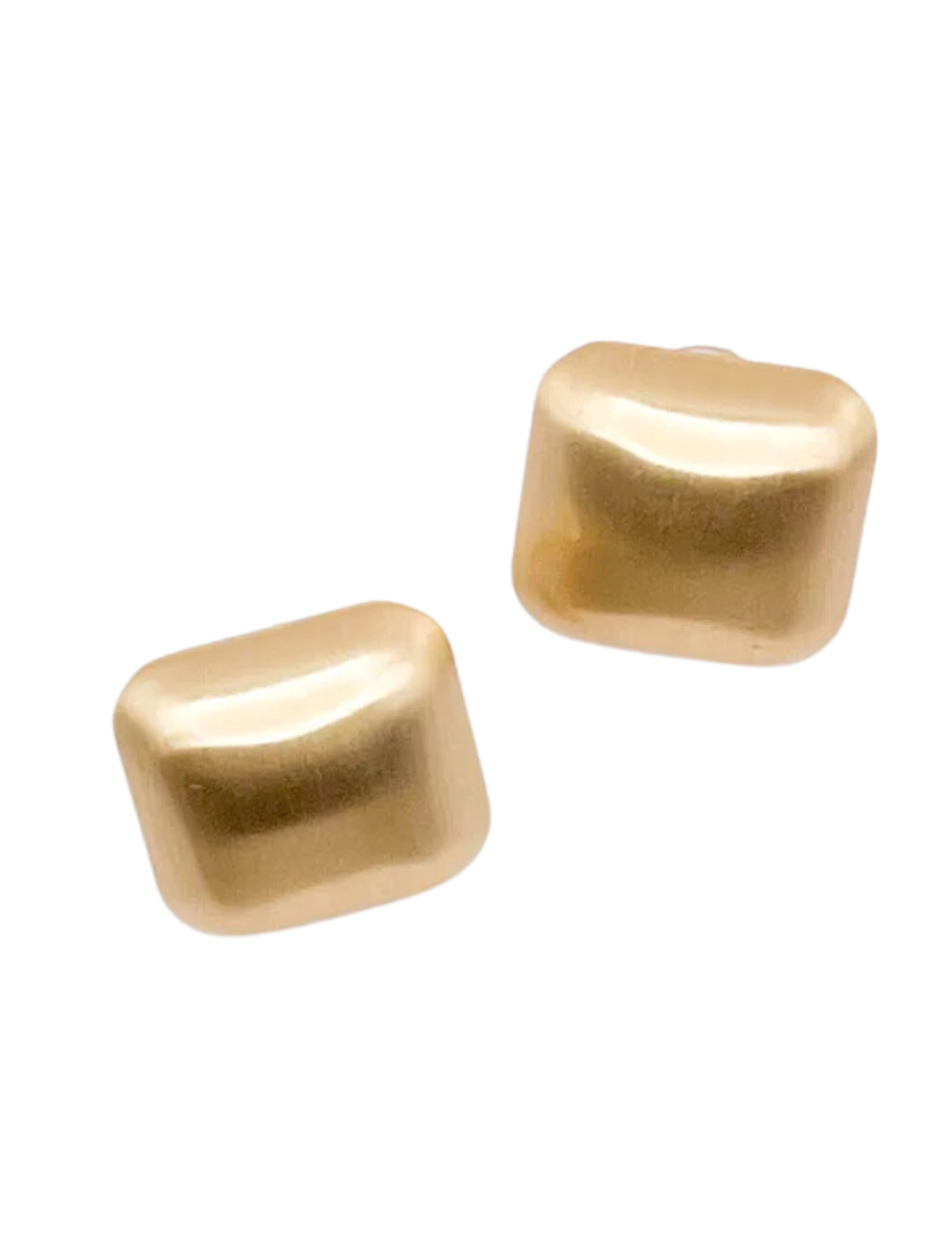 Brushed Gold Square Stud Earrings