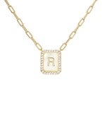 Initial Letter Rectangle Pendant Necklace