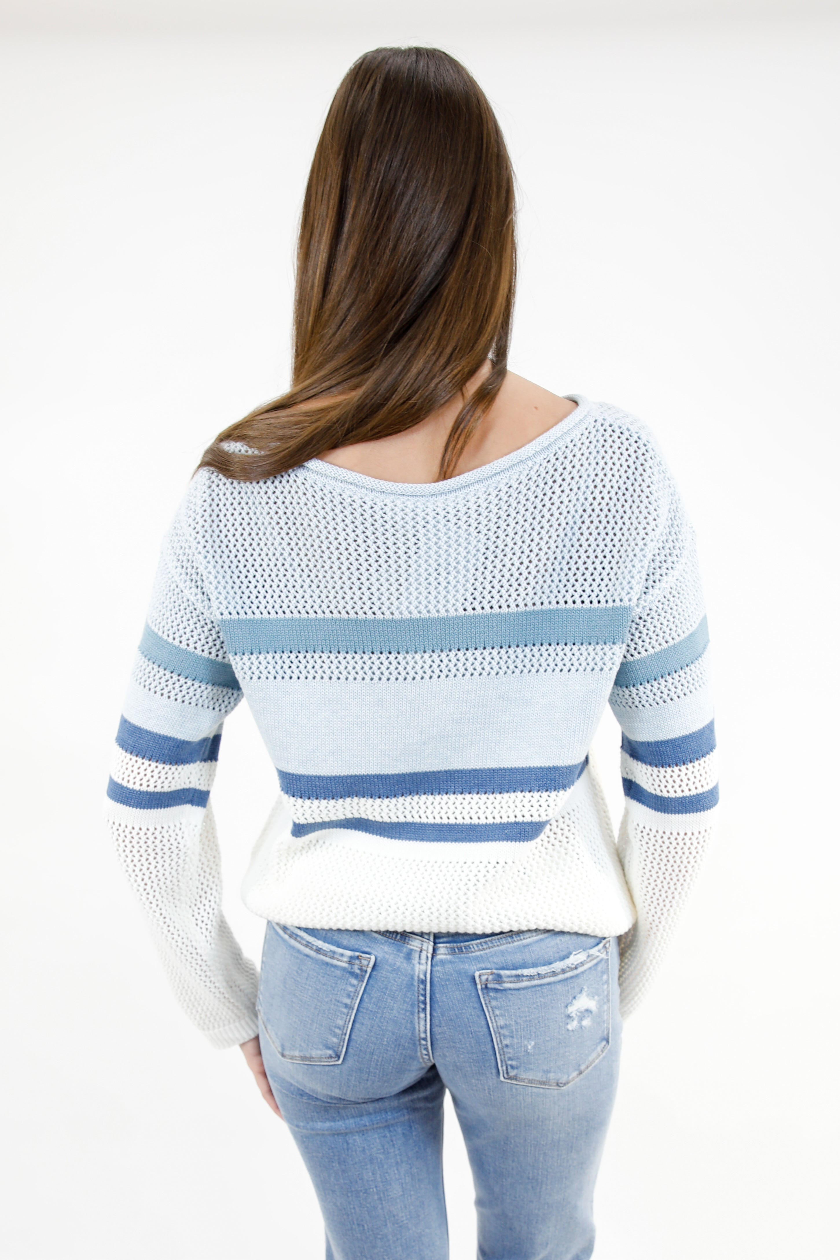 Boatneck Long Sleeve Stripe Sweater