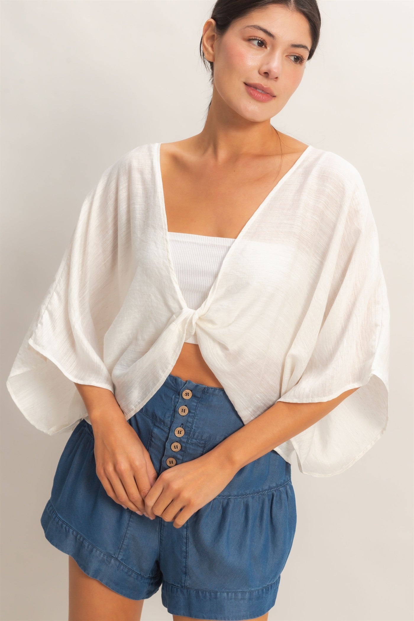 White Easy Twist Woven Top