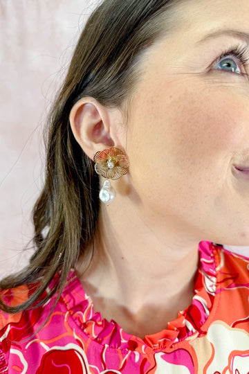 Pearl Drop Flower Earrings