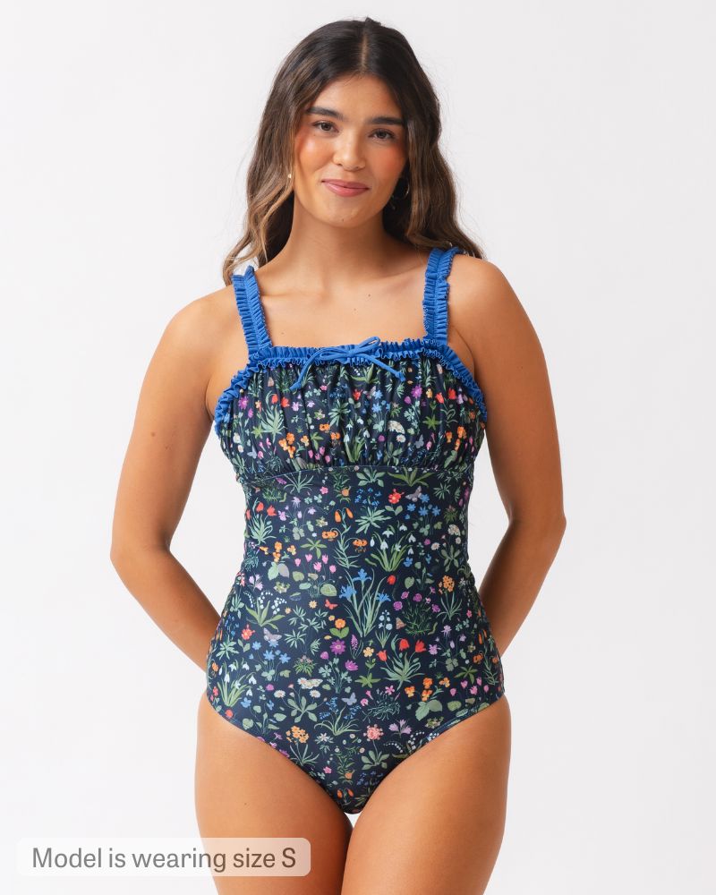 Forage Floral Ruffle-Strap One-Piece