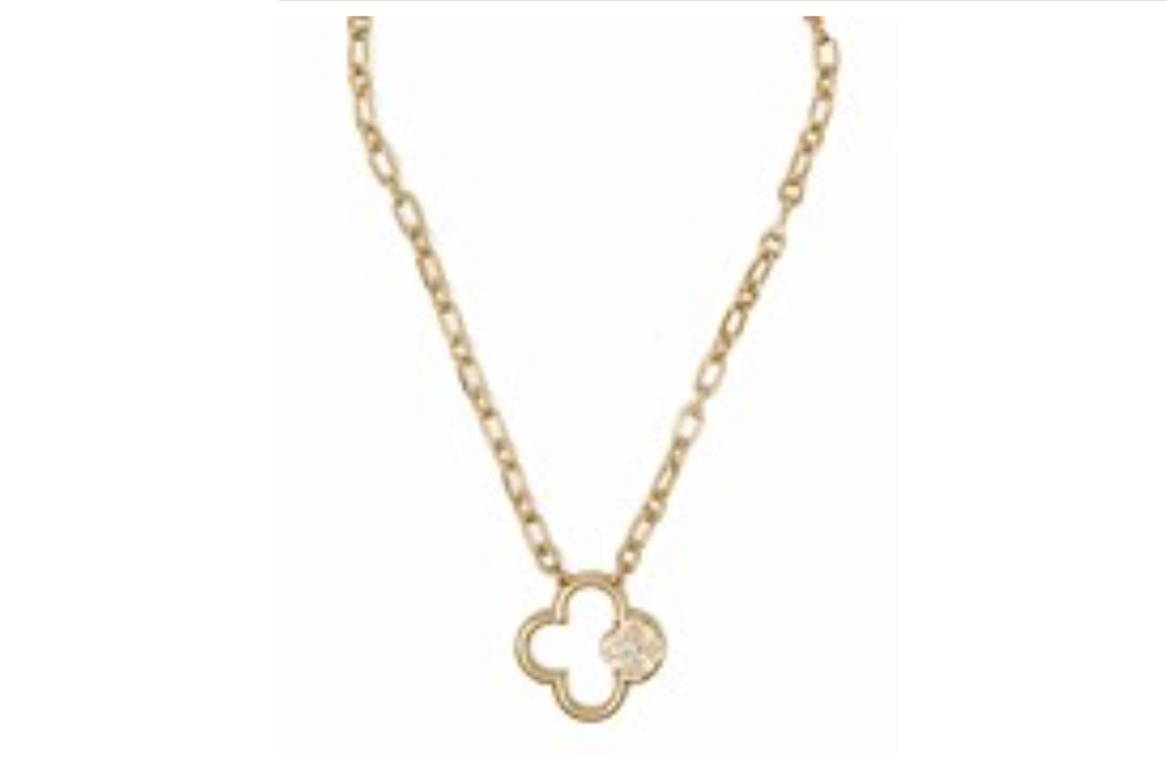 Gold Clover Pendant Chain Necklace