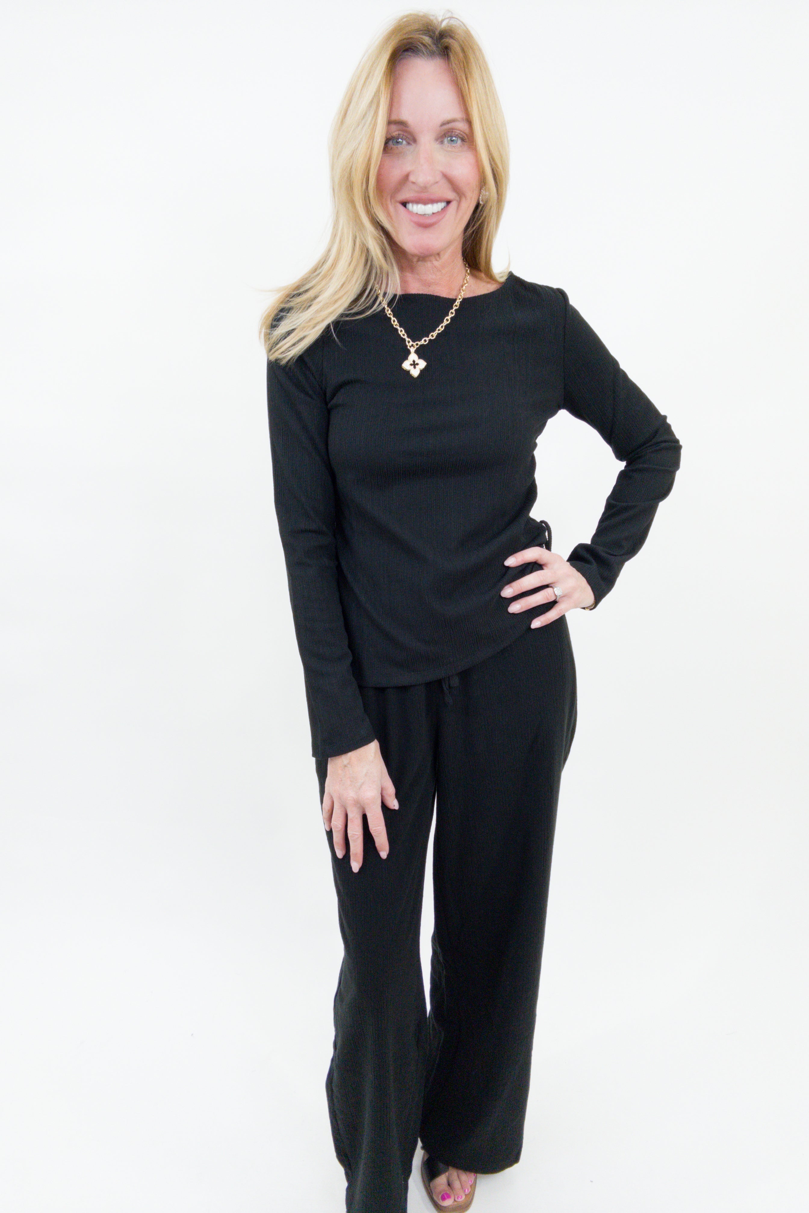 Black Label Ruched Knit Top