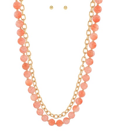 Golden Gem Drop Necklace Set