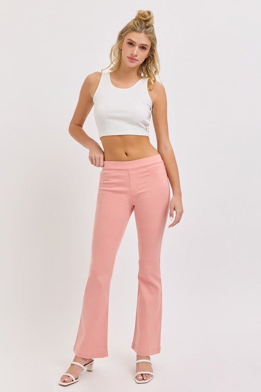 Cello Mid Rise Flare Jeggings (30¡± Inseam) - Coral Peach