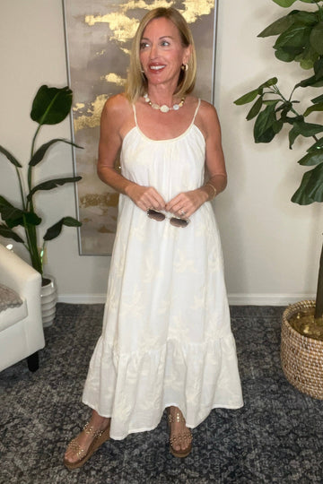 Ivory Palm Whisper Maxi Dress