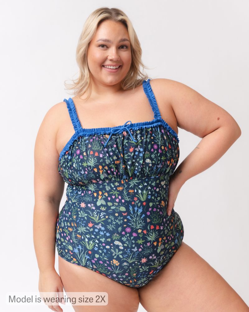 Forage Floral Ruffle-Strap One-Piece