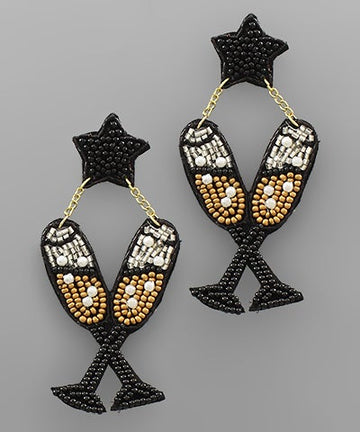 Champagne Glass Beaded Earrings
