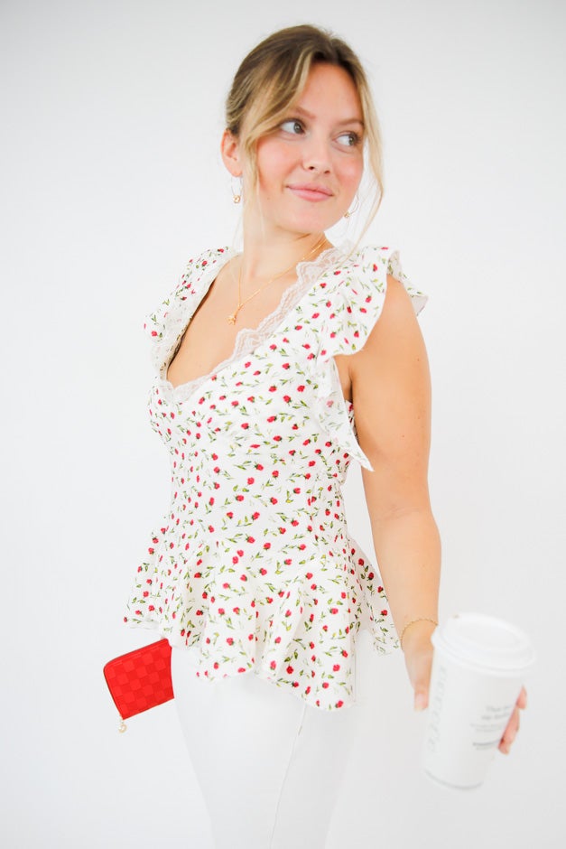 Ros¨¦ All Day Peplum Top *Final Sale*
