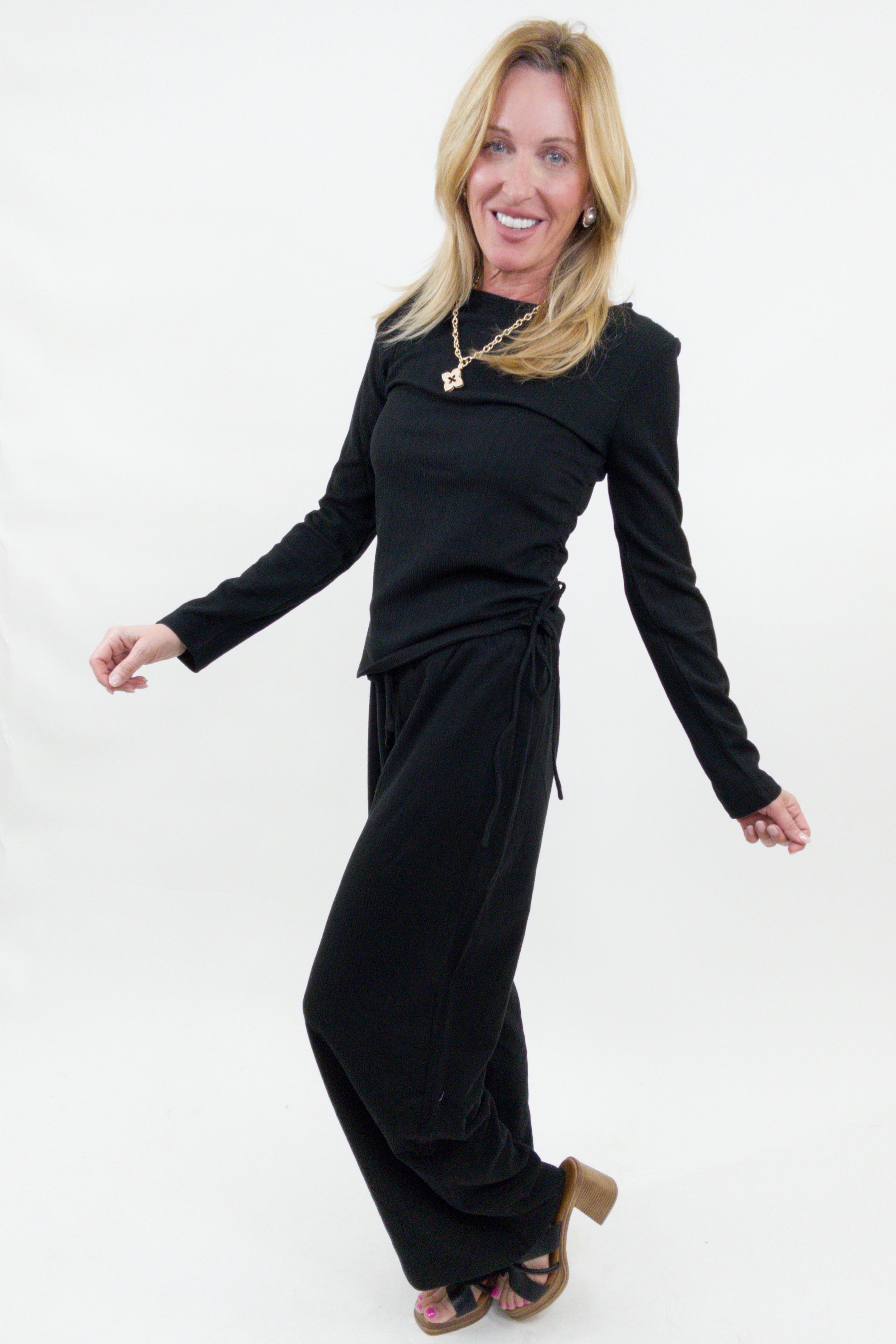 Black Label Texture Wide Leg Pants