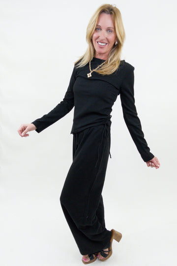 Black Label Texture Wide Leg Pants