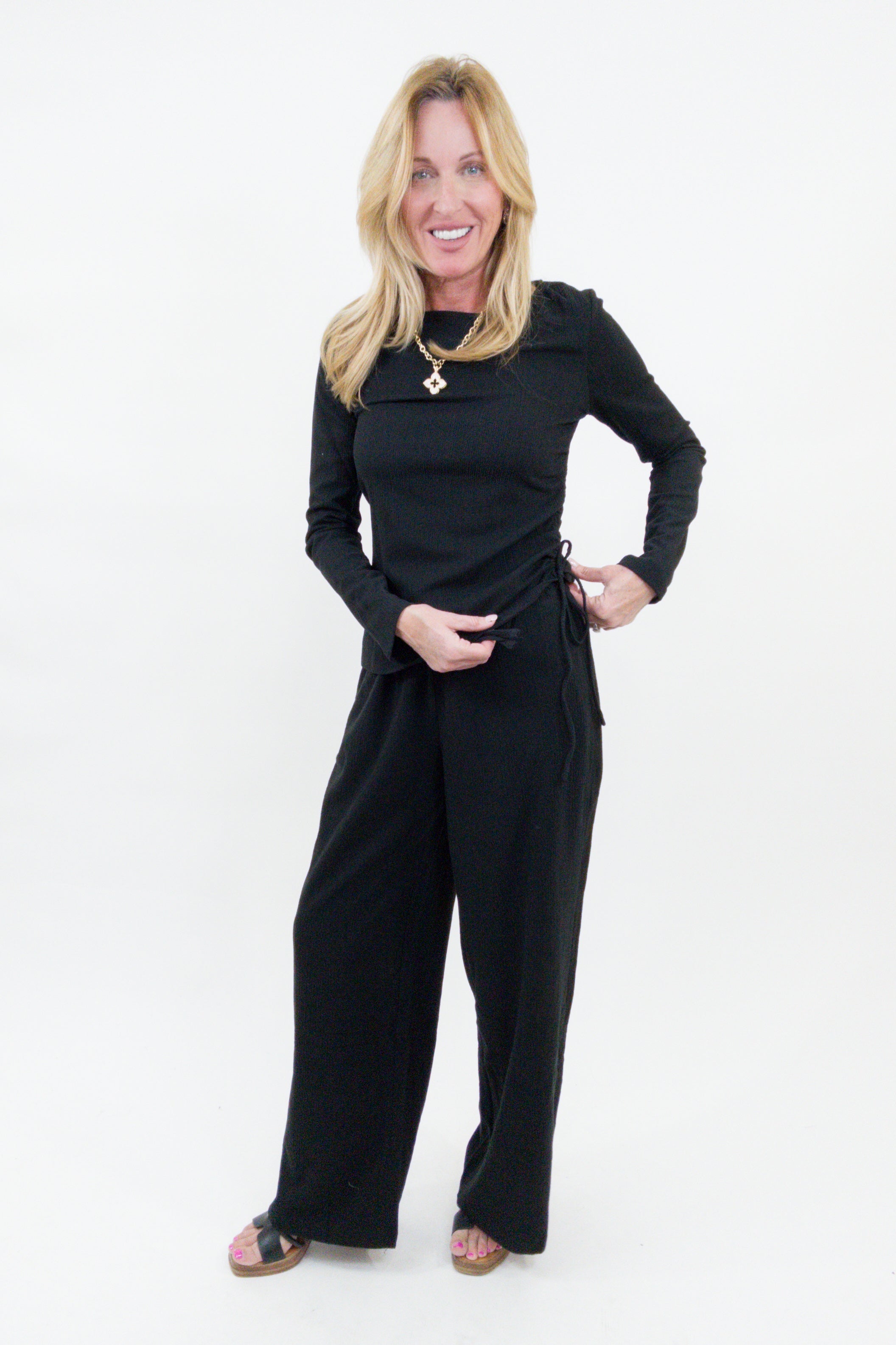 Black Label Ruched Knit Top