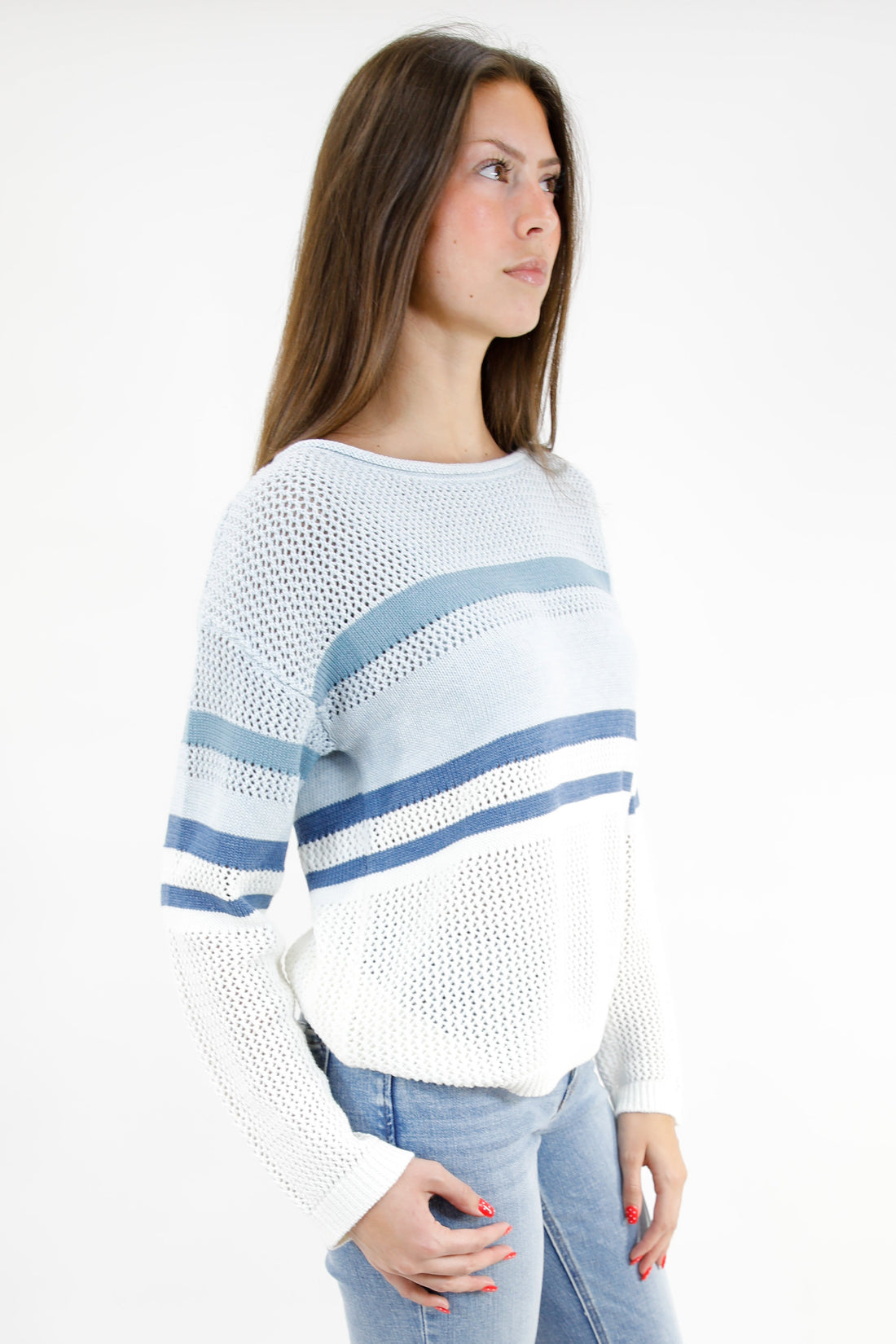 Boatneck Long Sleeve Stripe Sweater