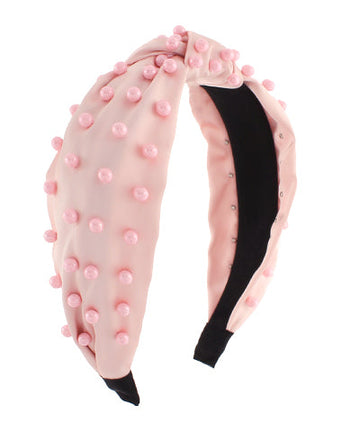 Pink Beaded Knot Headband
