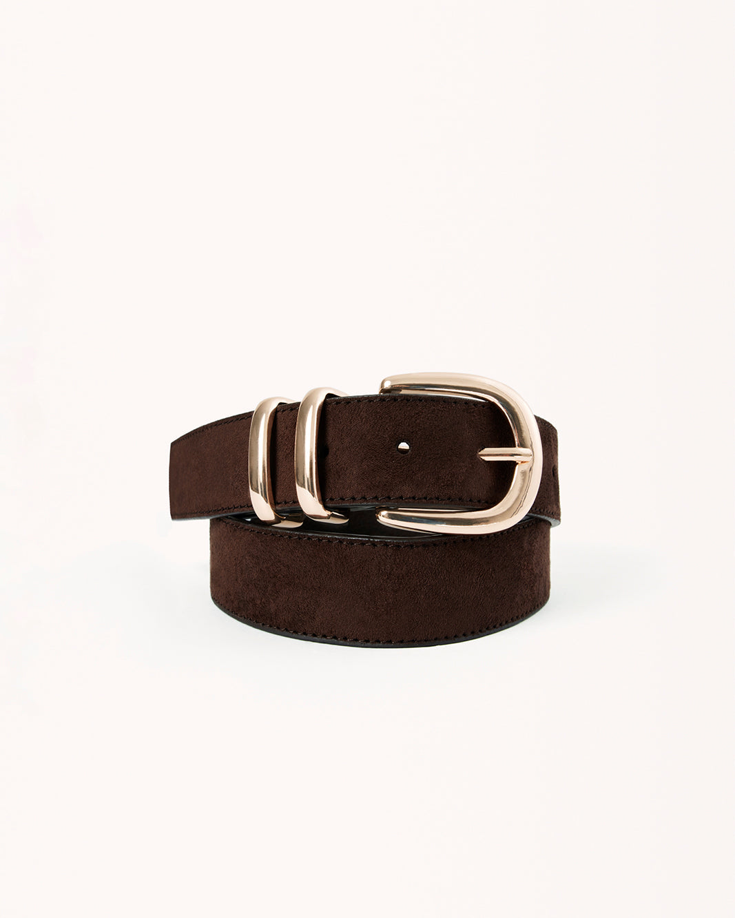 AMANI BELT - DARK CACAO SUEDE-GOLD