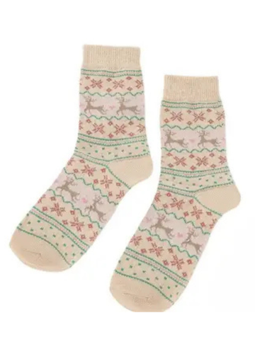 Amari Beige Snowflake Socks