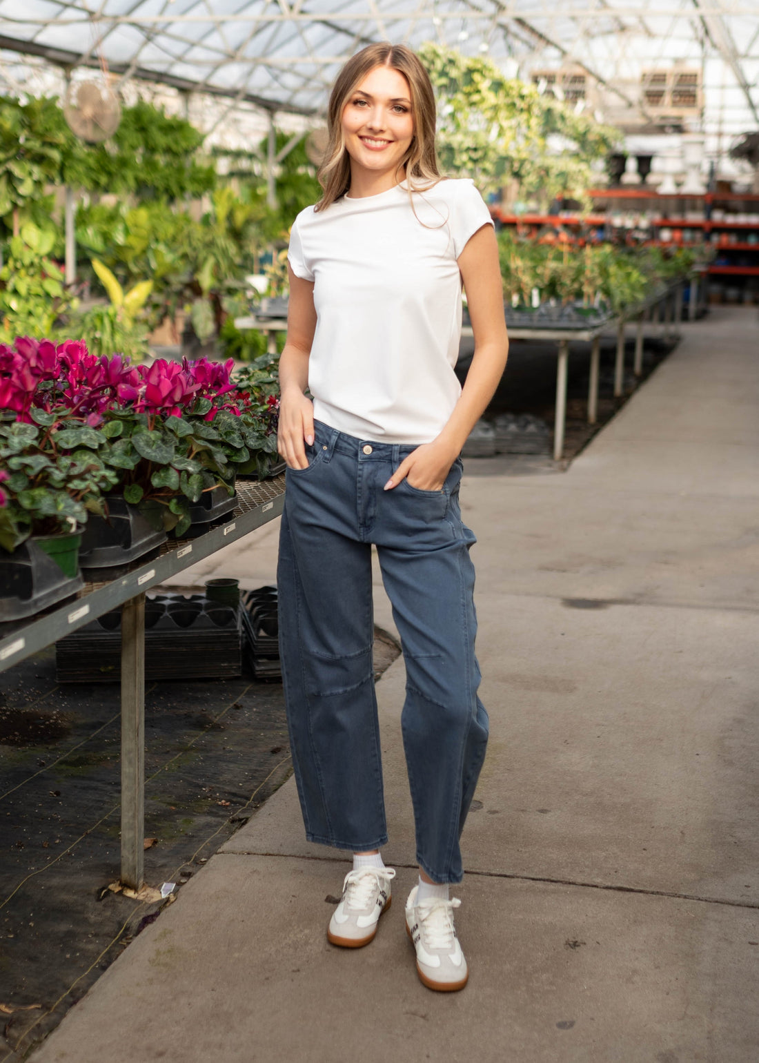 Amari Dusty Blue Barrel Jeans