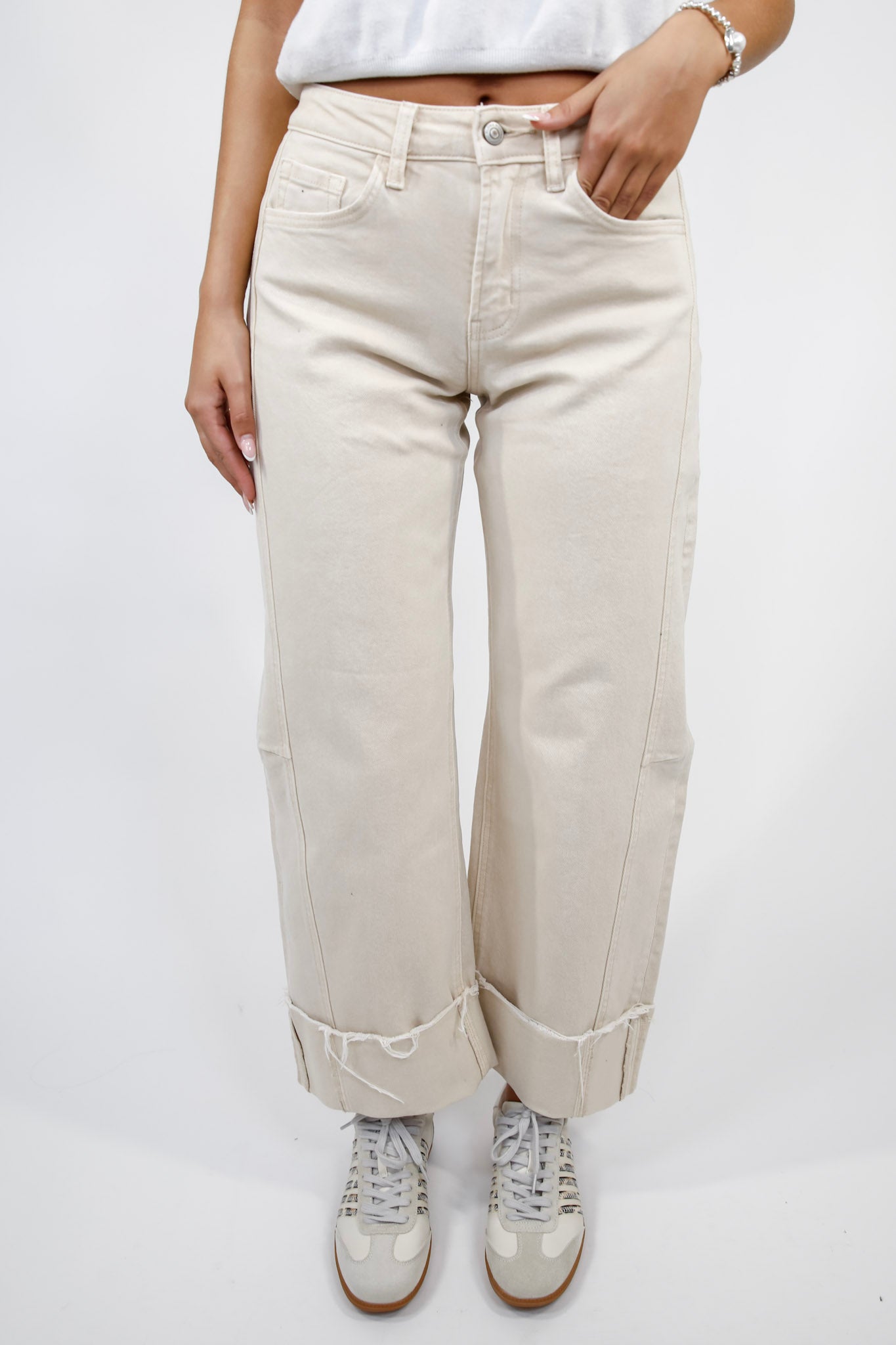 Flying Monkey Coastal Cream Barrel Jeans