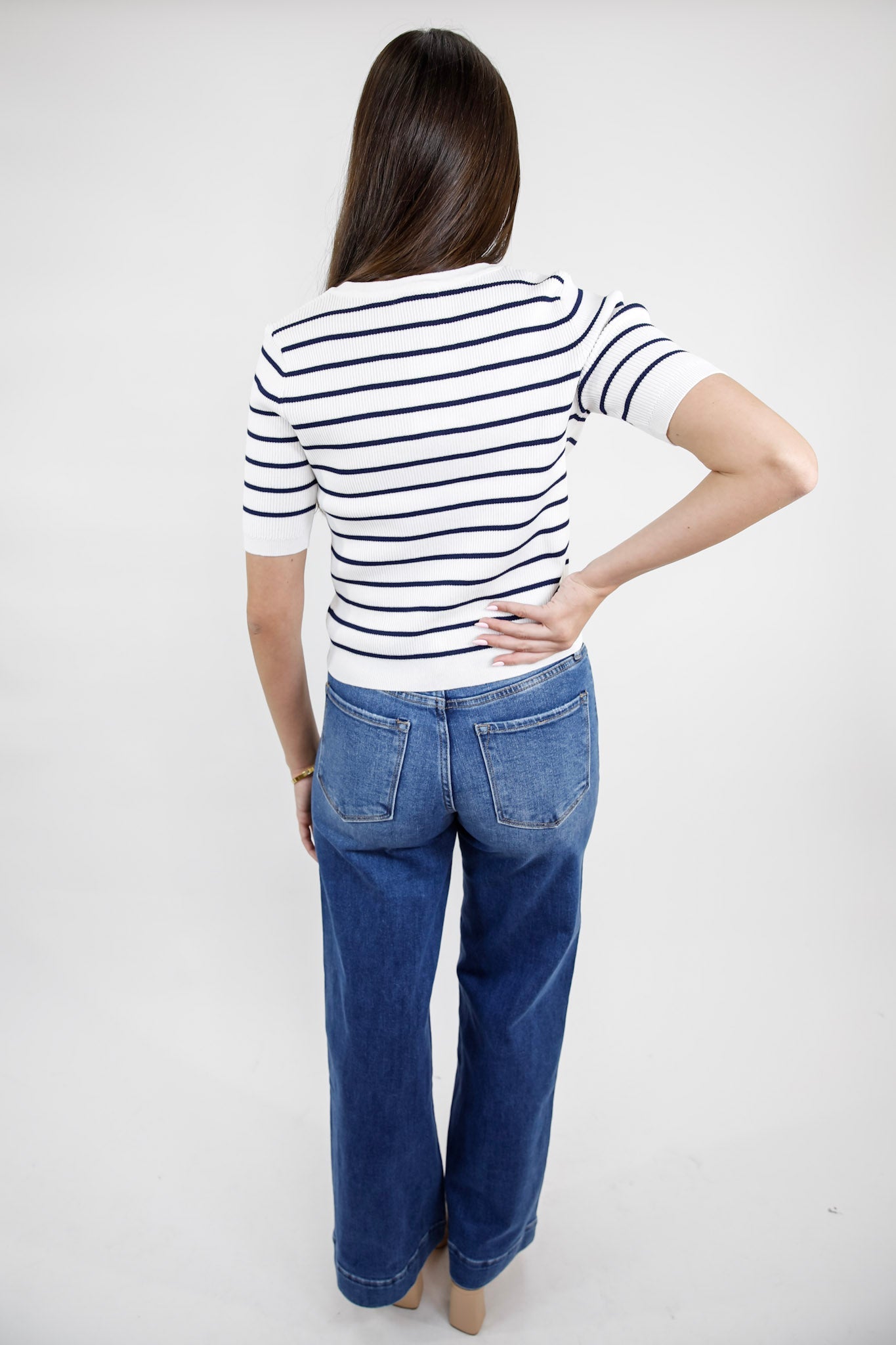 Easy Layers Striped Scoop Neck Cardigan Top