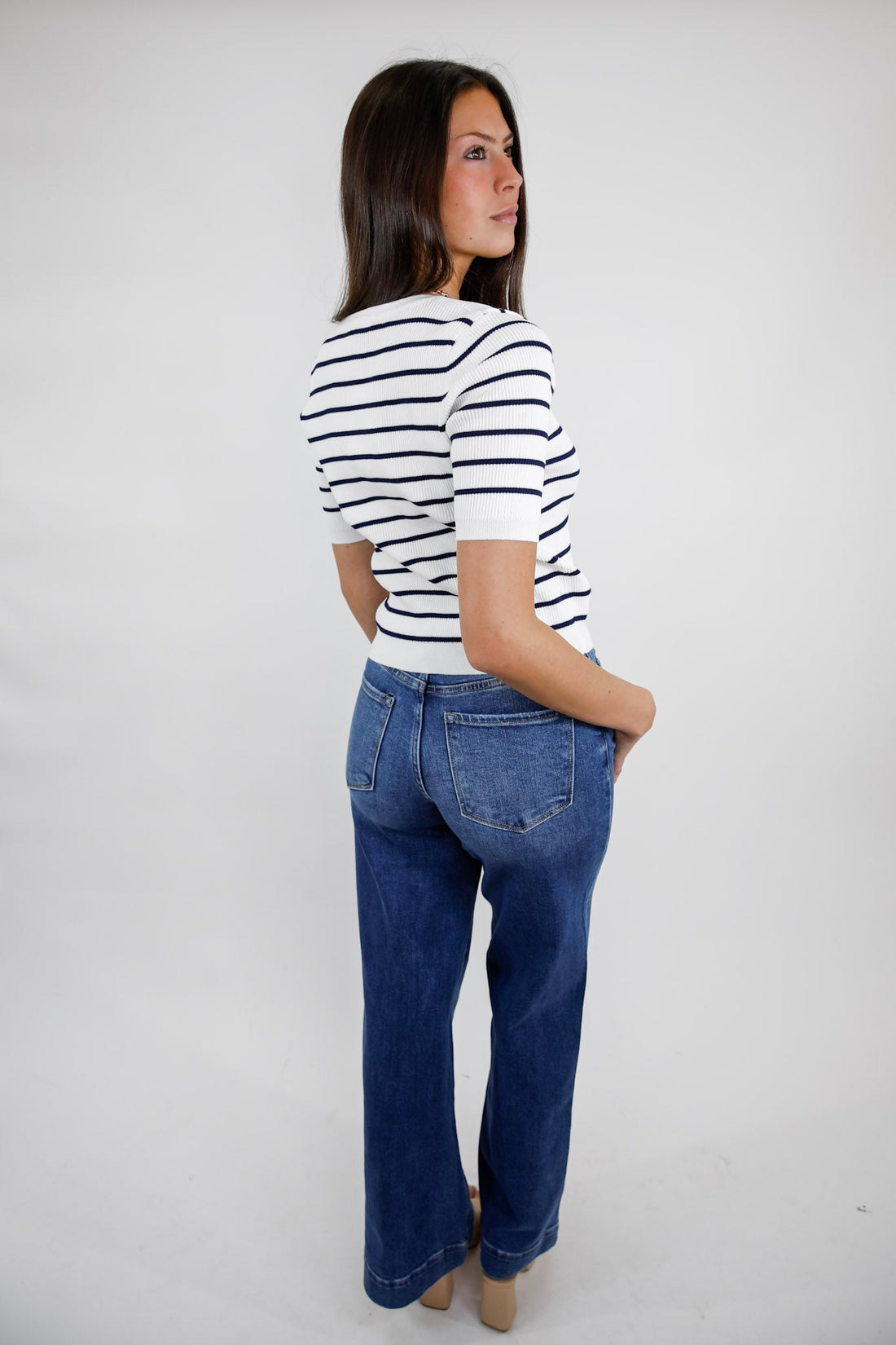 Easy Layers Striped Scoop Neck Cardigan Top