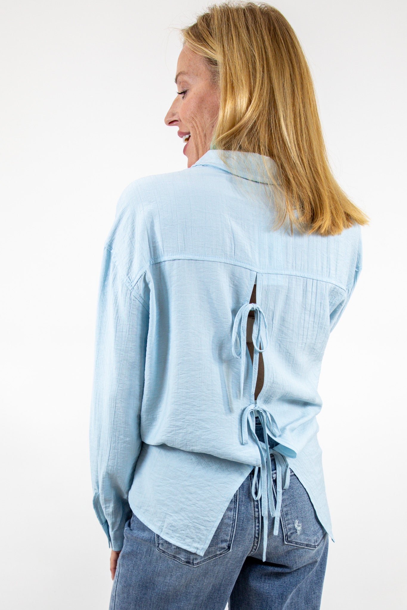 Drapey Textured Button Up Collared Shirt