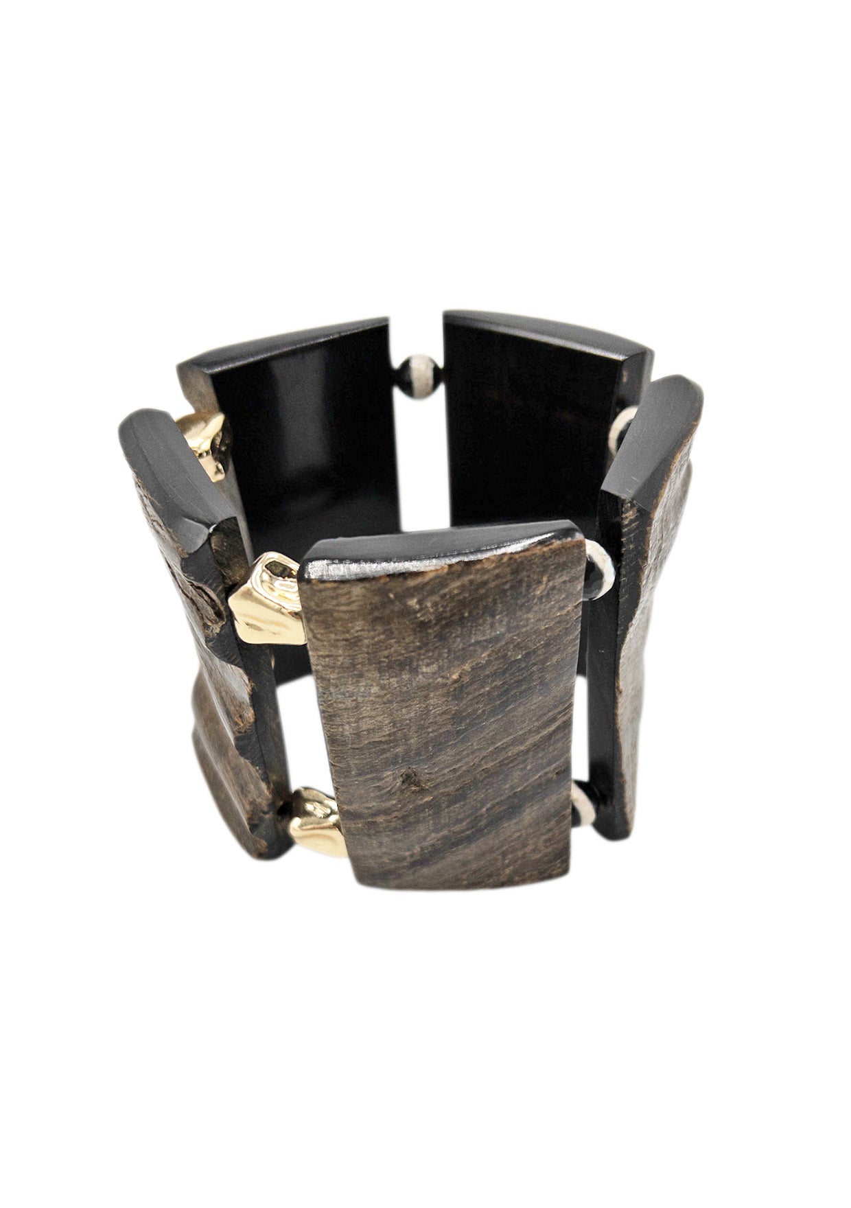 Horn Slab Gold Accent Stretchy Bracelet