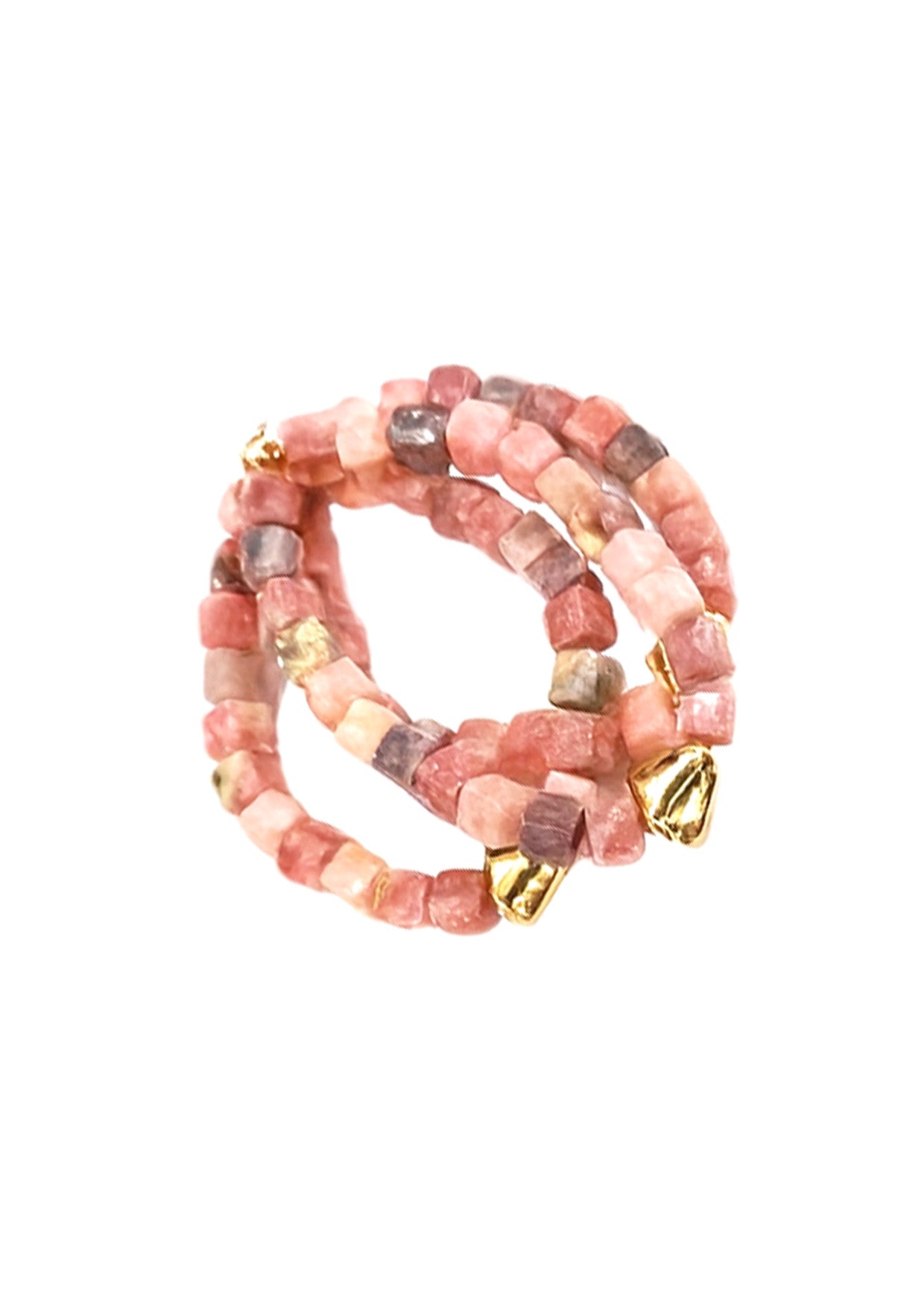Red Jasper Multi Strand Gold Accent Stretchy Bracelet