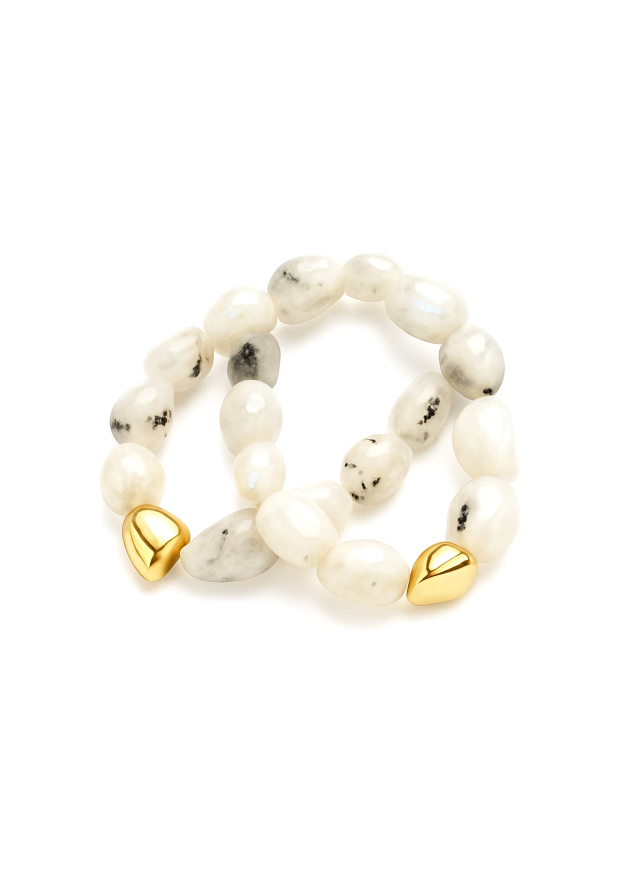 Moonstone Double Strand Gold Accent Stretchy Bracelet